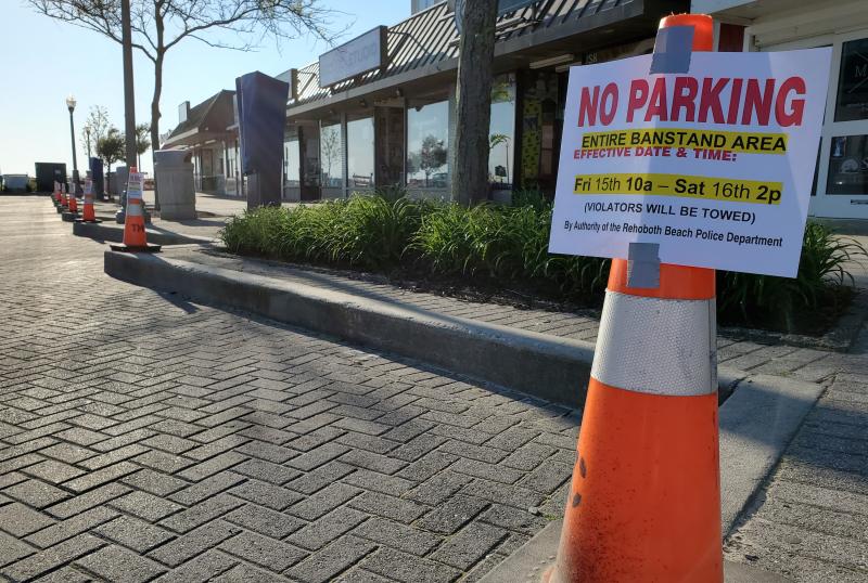 In anticipation of the Reopen Rally taking place Saturday, May 16, the city has closed off the bandstand circle to parking beginning 10 a.m., Friday, May 15. CHRIS FLOOD PHOTOS